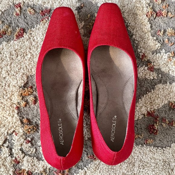 AEROSOLES Shoes - Aerosols 2inch high heels Red Canvas Exterior size US7.5